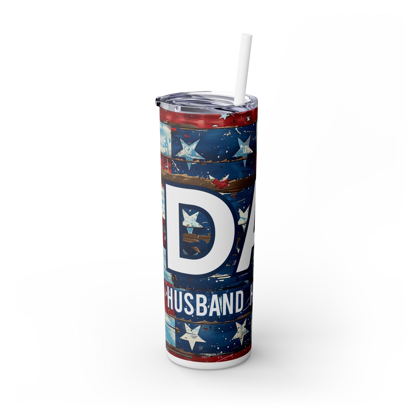 Patriotic Skinny Tumbler with Straw - Perfect Gift for Dad, 4th of July, Father's Day, Outdoor Events, BBQs