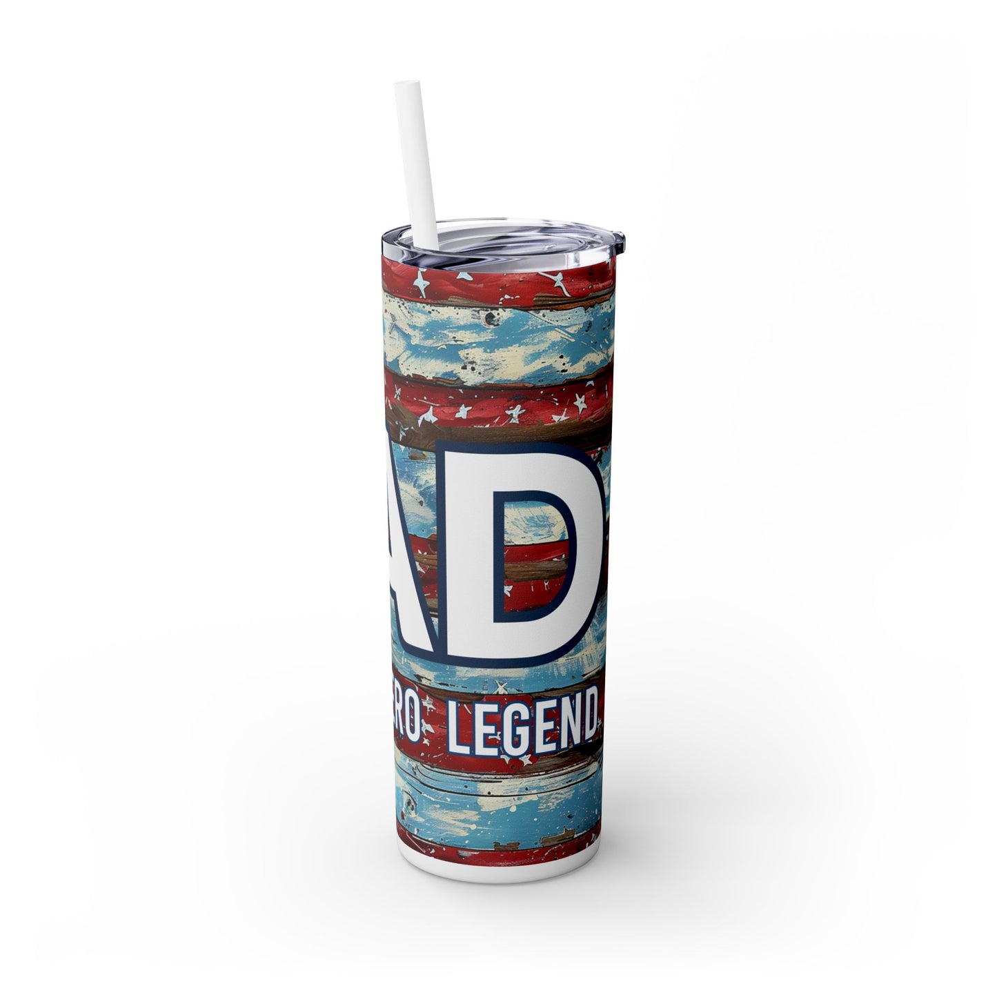 Patriotic Skinny Tumbler with Straw - Perfect Gift for Dad, 4th of July, Father's Day, Outdoor Events, BBQs