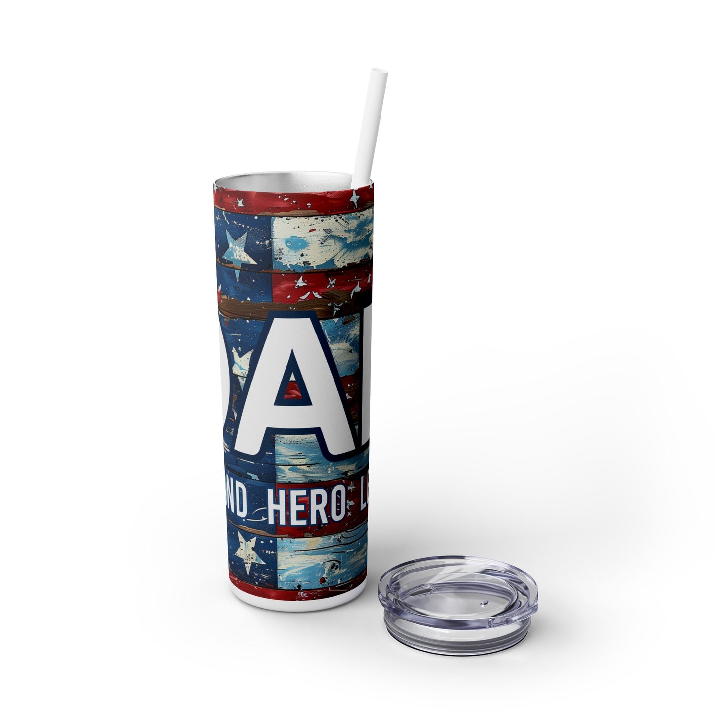 Patriotic Skinny Tumbler with Straw - Perfect Gift for Dad, 4th of July, Father's Day, Outdoor Events, BBQs