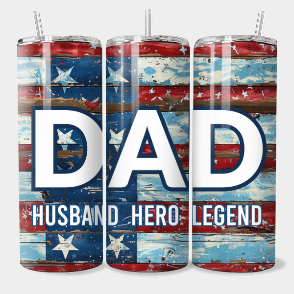 Patriotic Skinny Tumbler with Straw - Perfect Gift for Dad, 4th of July, Father's Day, Outdoor Events, BBQs