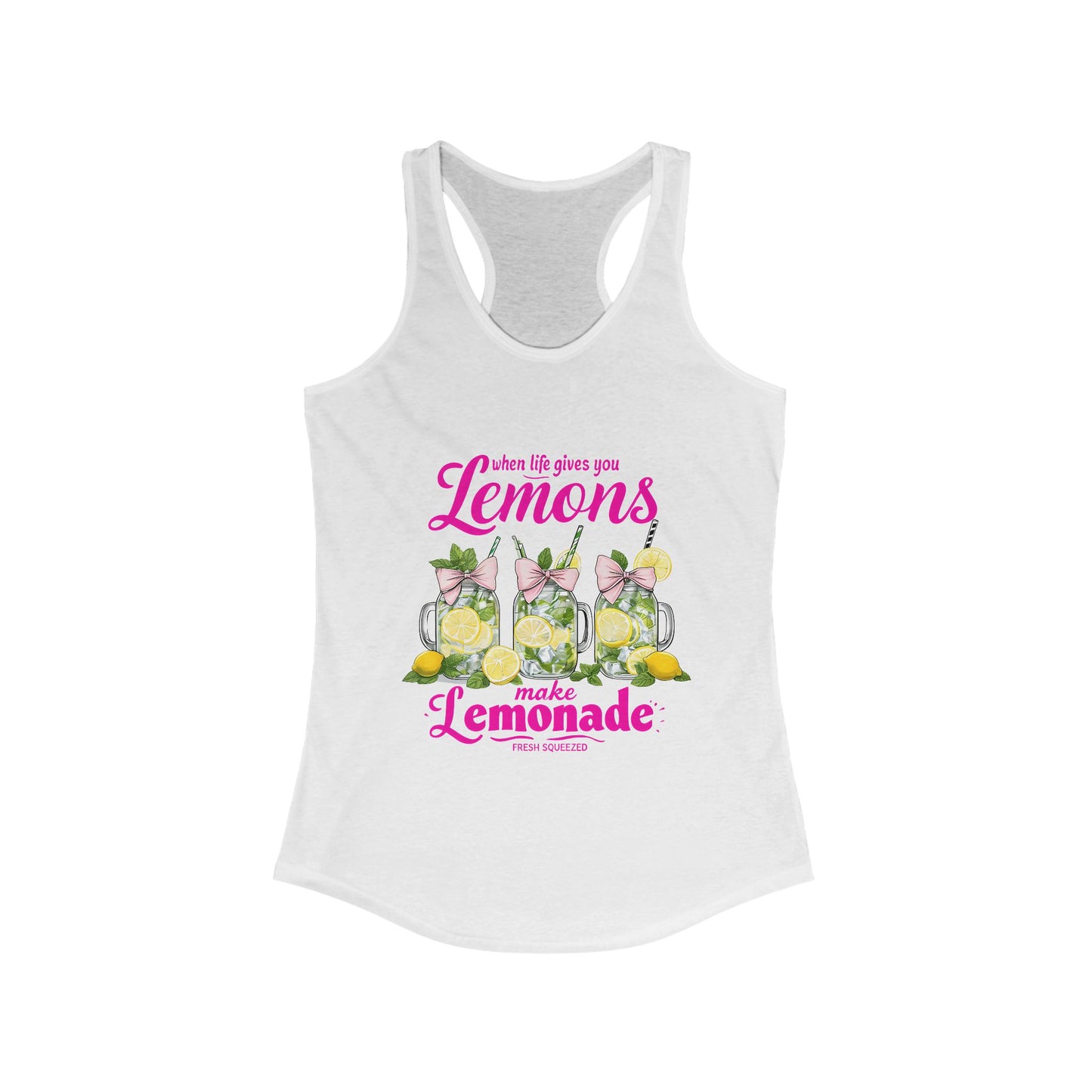 Make Lemonade racerback tank top flat lay