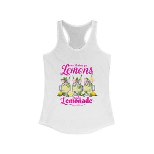 Make Lemonade racerback tank top flat lay