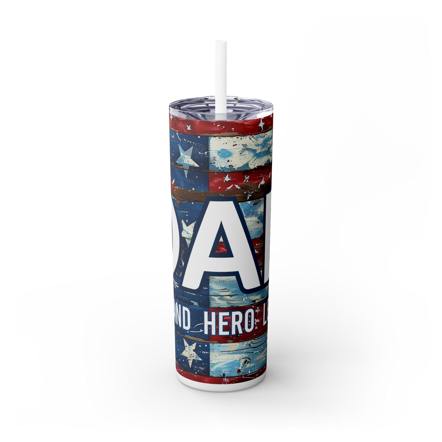 Patriotic Skinny Tumbler with Straw - Perfect Gift for Dad, 4th of July, Father's Day, Outdoor Events, BBQs