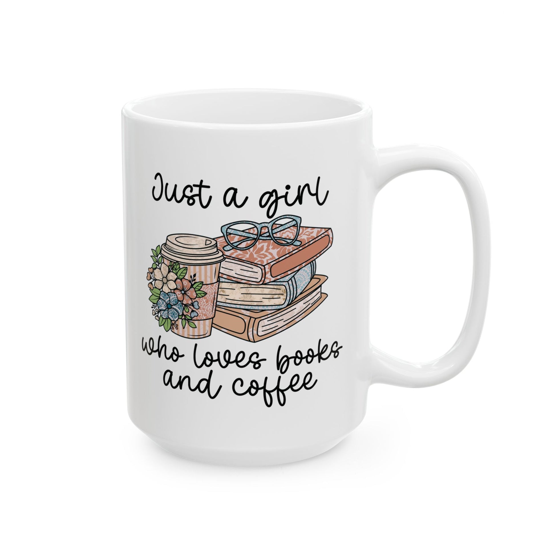 Cozy Book Lover ceramic mug 11 oz on white background