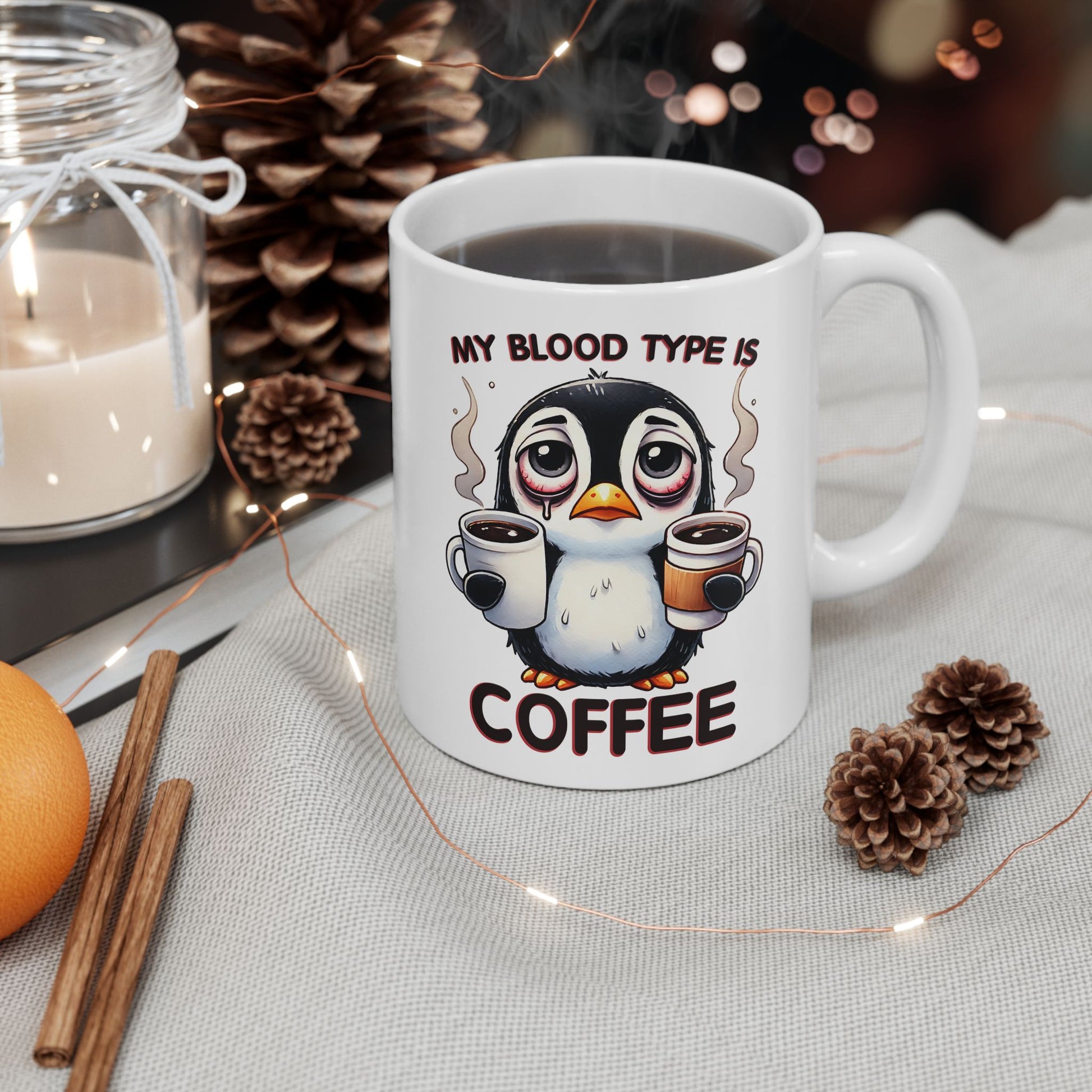 White ceramic coffee mug with “My Daily Cup of Hope” printed in bold script on both sides, available in 11oz and 15oz sizes for faith and coffee lovers