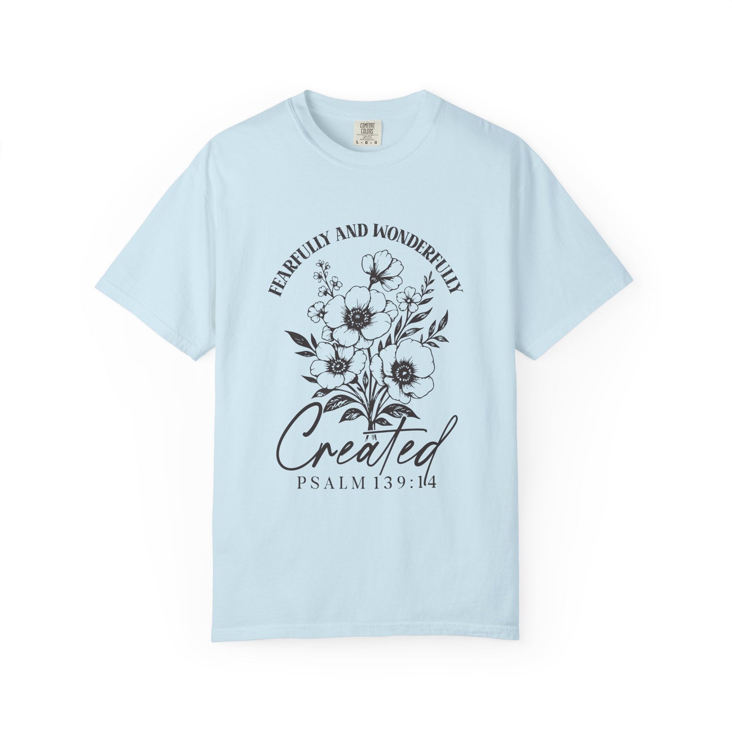 Psalm 139 T-Shirt – Comfort Colors Christian Tee, Floral Faith-Based Shirt, Created with Purpose Apparel, Gift for Believers, Inspirational Bible Verse Shirt