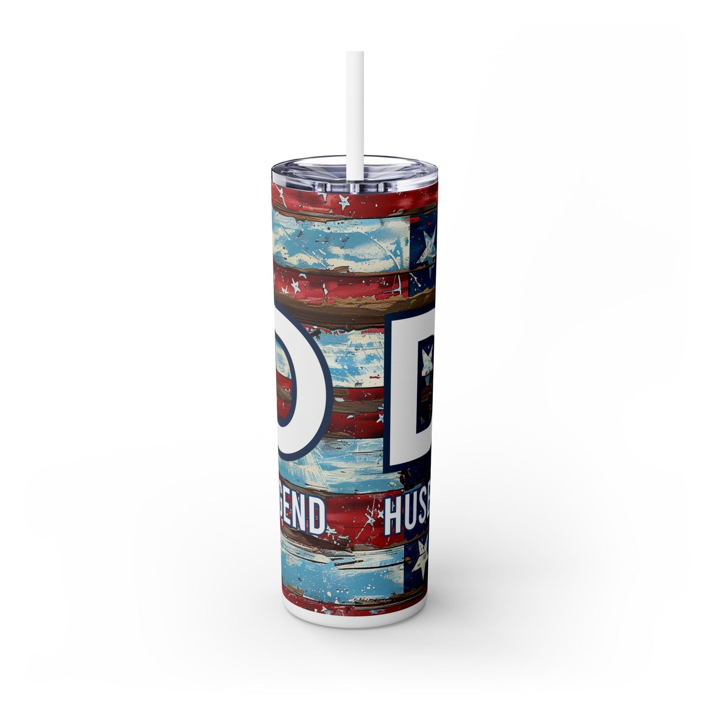 Patriotic Skinny Tumbler with Straw - Perfect Gift for Dad, 4th of July, Father's Day, Outdoor Events, BBQs
