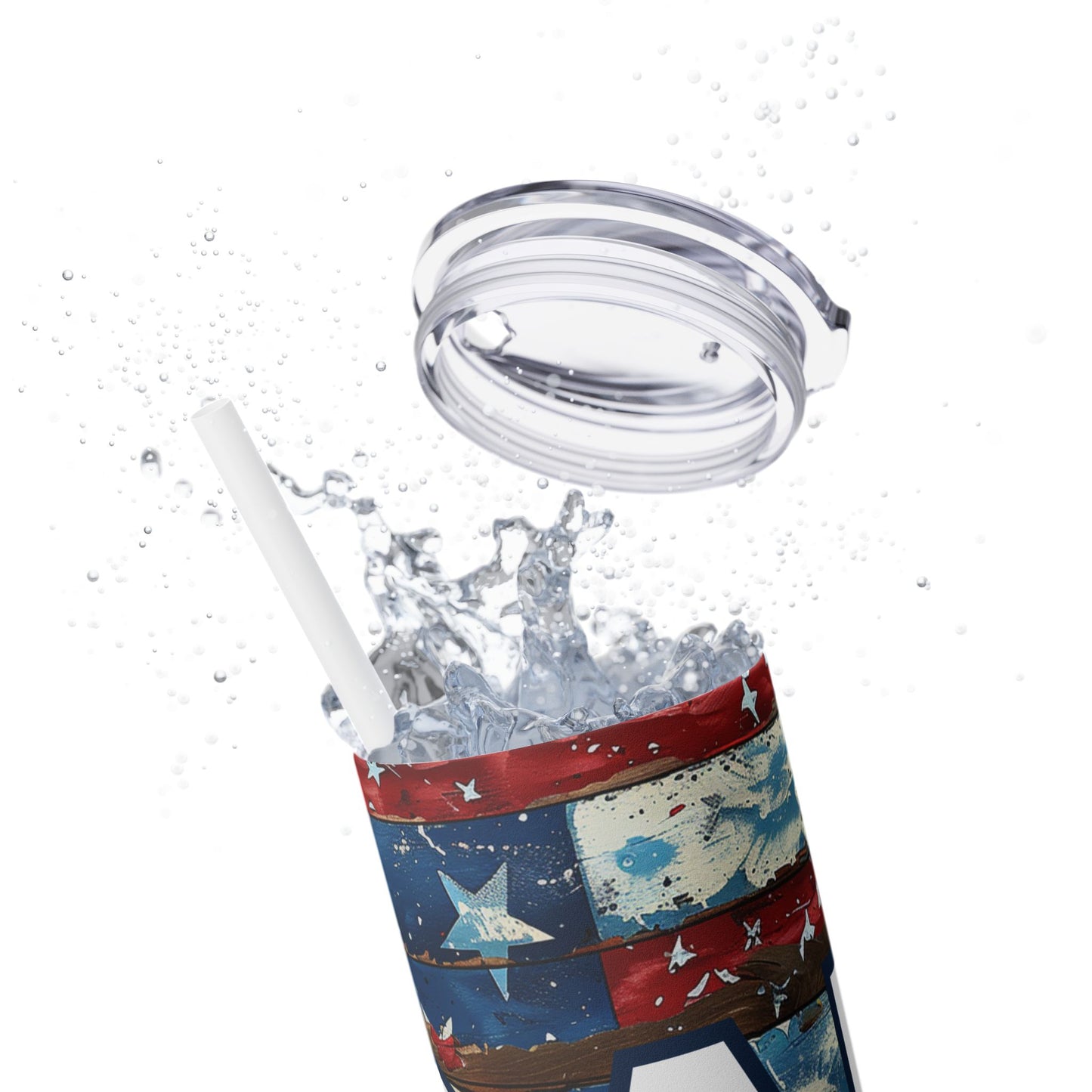 Patriotic Skinny Tumbler with Straw - Perfect Gift for Dad, 4th of July, Father's Day, Outdoor Events, BBQs